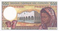 Comores 500 Francs - Femme - Batiment - 1986 - NEUF - P.10b