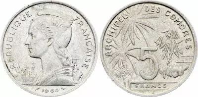 Comoros 5 Francs - Marian - 1964