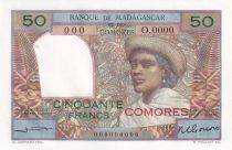 Comoros 50 Francs - Woman and Hat - ND (1963) - Proof without watermark - P.2bp
