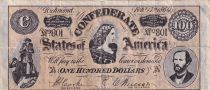 Confederate States of America Counterfeit 100 Dollars - 17-02-1864