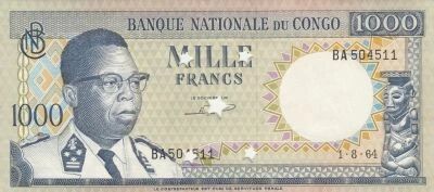 Congo (RDC) 1,000 Francs - Joseph Kasavubu - Picoter - 1964 - BA Series
