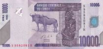 Congo (RDC) 10000 Francs - Statue - Gnu, birds - 2020 - P.NEW