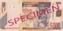 Congo (RDC) 5000 Francs Statue - Zébres - 2013 - Spécimen
