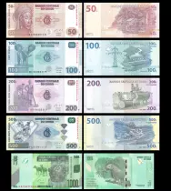Congo (RDC) Set of 4 banknotes 50 100 200 500 and 1000 Francs - 2013/2022