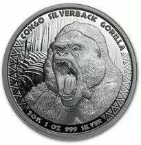 Congo (R&eacute;publique du) 5000 CFA Gorille - Once Argent 2015