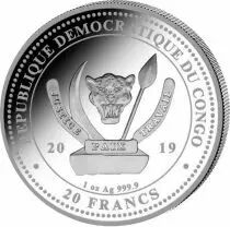 Congo (R&eacute;publique du) Girafe  Argent 1 once 2019- Congo