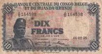 Congo Belga 10 Francs - Soldier - Antelope - 01-02-1958 - Serial A.S - P.30b