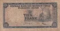 Congo Belga 10 Francs - Soldier - Antelope - 01-03-1957 - Serial A.G - P.30b