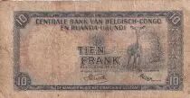 Congo Belga 10 Francs - Soldier - Antelope - 01-05-1955 - Letter L - P.30a