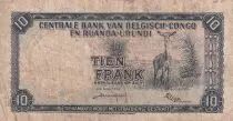 Congo Belga 10 Francs - Soldier - Antelope - 01-06-1958 - Serial B.C - P.30b