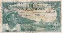Congo Belga 20 Francs - Boy and Dam - 01-06-1959 - Serial AN 613419