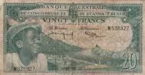Congo Belga 20 Francs - Boy and Dam - 01-08-1957 - Serial W 636927