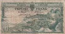 Congo Belga 20 Francs - Boy and Dam - 01-08-1957 - Serial W 636927
