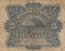 Congo Belga 5 Francs - Woman and Child - animals - 1947 - Serial A.S - P.13Ad