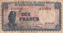 Congo Belge 10 Francs - Soldat - Antilope - 01-02-1958 - Série A.S - P.30b
