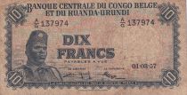 Congo Belge 10 Francs - Soldat - Antilope - 01-03-1957 - Série A.G - P.30b