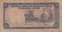 Congo Belge 10 Francs - Soldat - Antilope - 01-03-1957 - Série A.G - P.30b