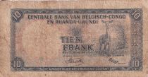Congo Belge 10 Francs - Soldat - Antilope - 01-05-1955 - Lettre L - P.30a