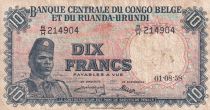 Congo Belge 10 Francs - Soldat - Antilope - 01-08-1958 - Série B.H - P.30b
