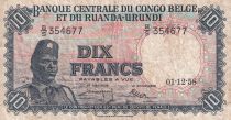 Congo Belge 10 Francs - Soldat - Antilope - 01-12-1958 - Série B.S - P.30b