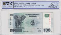 Congo Democratic Republic 100 Francs Elephant - Dam 2000 - PCGS 67 OPQ