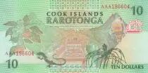 Cook Islands 10 Dollars - Church and Canoe - 1992 - Serial AAA