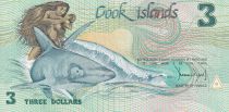 Cook Islands 3 Dollars - Boat - Shark - 1987 - UNC - P.3