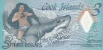Cook Islands 3 Dollars - Ina - Shark - Polymer - 2021 - AA Series