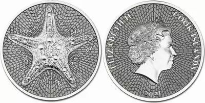 Cookinseln 1 Dollar Starfish - Elizabeth II - 1 Oz Silver 2021