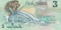 Cookinseln 3 Dollars - Boat - Shark - 1987 - UNC - P.3