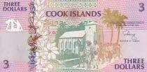 Cookinseln 3 Dollars - Worshippers at church - Dancers, fishs - 1992 - P.UNC - P.7