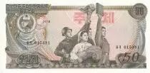 Corea del Norte 50 Won - Soldier - Torch, red book - Lake - 1978 - UNC - P.21b
