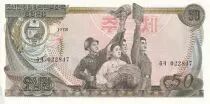 Corea del Norte 50 Won - Soldier - Torch, red book - Lake - 1978 - UNC - P.21e