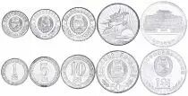 Corea del Norte Set of 5 Coins - 1959-1987 - AU