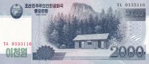 Corée du Nord 2000 Won - Maison - Montagne - 2008 - NEUF - P.65