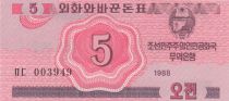 Corée du Nord 5 Chon Rose - 1988