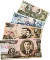 Corée du Nord Lot 4 billets spécimens