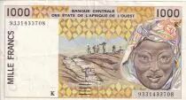Costa d\'Avorio 1000 Francs - Woman- Letter K (Senegal) 1993 - P.711Kc