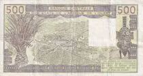 Costa d\'Avorio 500 Francs - Old man and ox - Letter K (Senegal) 1986 - Serial M.15 - P.706Ki