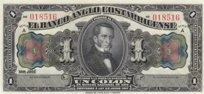Costa Rica 1 Colon Man - Mercury - 1917