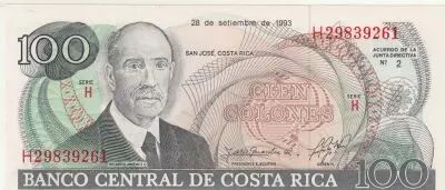 Costa Rica 100 Colones - Ricardo Jim�nez - Palace of Justice - 1993 - Series H