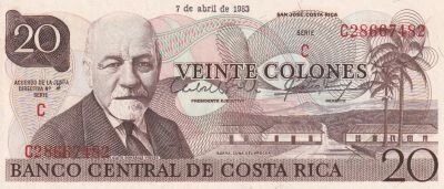 Costa Rica 20 Colones - Ricardo Jim�nez - Justice - April 7, 1983 - Series C