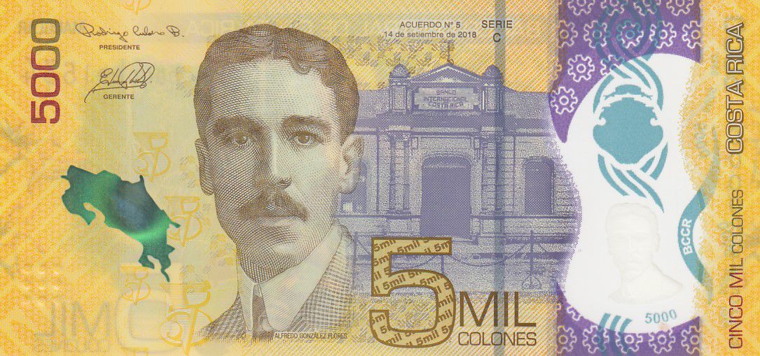Polimer Costa Rica Banknotes 5000 colones 2018-2020 P-New UNC 