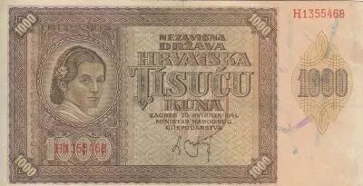 Croacia 1000 Kuna - Young girl - Mountains - 26-05-1941 - Serial H