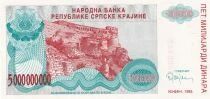 Croacia 5 000 000 000 Dinara - Armoiries - Forteresse de Knin  - 1993 - S&eacute;rie A