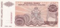 Croacia 50 000 000 000 Dinara - Armoiries - Forteresse de Knin  - 1993 - S&eacute;rie A