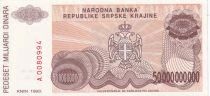 Croacia 50 000 000 000 Dinara - Armoiries - Forteresse de Knin  - 1993 - S&eacute;rie A