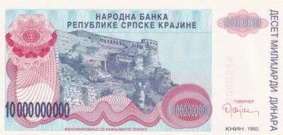 Croatia 10 000 000 000 Dinara - Coat of arms - fortress of knin - 1993 - A serie