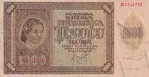Croatia 1000 Kuna - young girl - mountains - 1941 - Serial A - VF - P.4