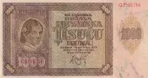 Croatia 1000 Kuna - Young girl - Mountains - 1941 - Serial G